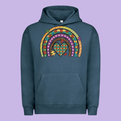 Autism Awareness Heart Leopard Rainbow Urban Hoodie Designed By Artiststas