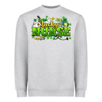 Heather Grey Lucky Nurse St. Patrick's Day Heavyweight Sweatshirt - HowdyJamesFarm