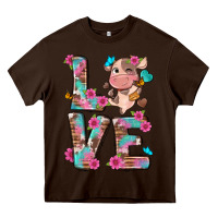 Chocolate Brown love little cute cow Heavy Core Tee - NancyCooperArtShop