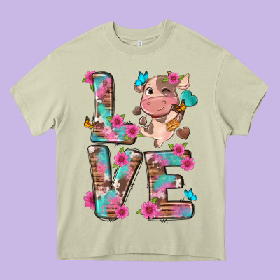 Love Little Cute Cow Heavy Core Tee Designed By Nancycooperartshop