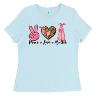 Baby Blue peace love ballet Ladies Tee - NancyCooperArtShop