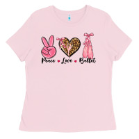 Bubblegum Pink peace love ballet Ladies Tee - NancyCooperArtShop