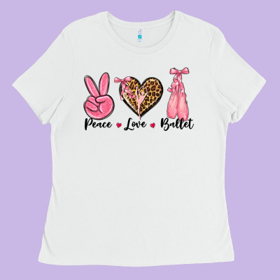 Peace Love Ballet Ladies Tee Designed By Nancycooperartshop