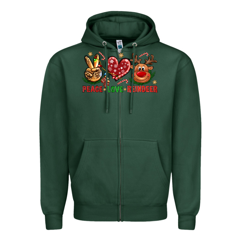 Peace Love Reindeer Christmas Zipper Hoodie by BundleAndBundleShop | Teevron