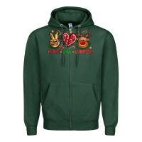 Sports Green Peace Love Reindeer Christmas Zipper Hoodie - BundleAndBundleShop