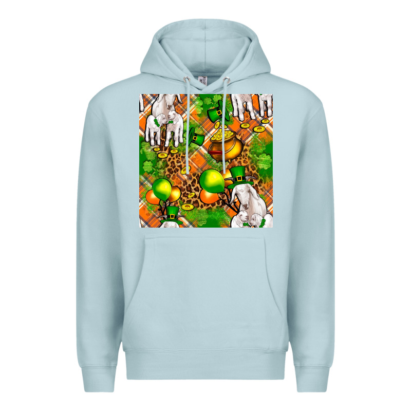 St. Patrick's Goat Family With Balloons Seamless Premium Hoodie by FaDigitalArtStudio | Teevron