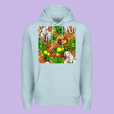 St. Patrick's Goat Family With Balloons Seamless Premium Hoodie Designed By Fadigitalartstudio