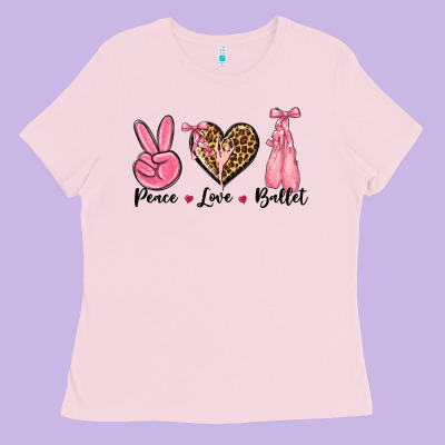 Peace Love Ballet Ladies Tee Designed By Nancycooperartshop