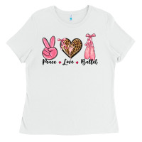White peace love ballet Ladies Tee - NancyCooperArtShop