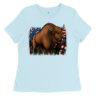 Baby Blue American Bison Ladies Tee - Jasminsmagicworld