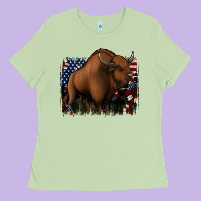 American Bison Ladies Tee Designed By Jasminsmagicworld