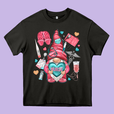 Nurse With Heart Heavy Core Tee Designed By Nancycooperartshop