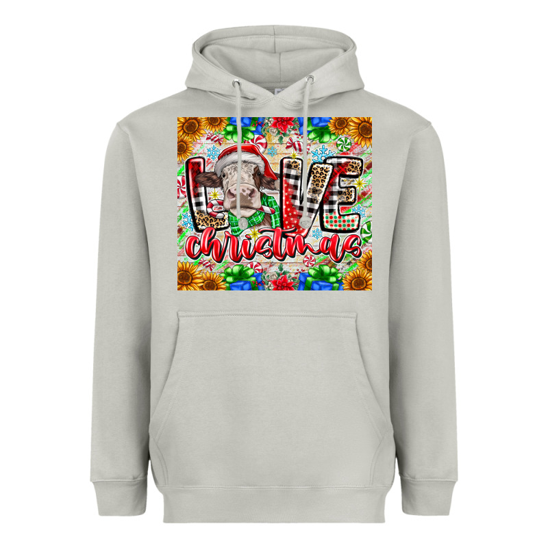 Love Christmas Cow Heavyweight Hoodie by CowhideDigitalArt | Teevron