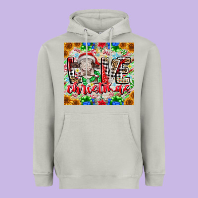 Love Christmas Cow Heavyweight Hoodie Designed By Cowhidedigitalart