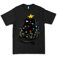 Black christmas cat with lights Premium Tee - MaliasSmallBusiness