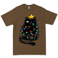 Cacao christmas cat with lights Premium Tee - MaliasSmallBusiness