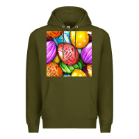 Army Green Happy Easter Eggs Seamless Pattern Premium Hoodie - BundleAndBundleShop