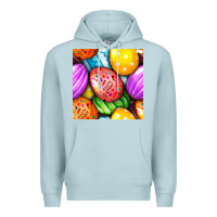 Blue Mist Happy Easter Eggs Seamless Pattern Premium Hoodie - BundleAndBundleShop