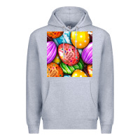 Heather Grey Happy Easter Eggs Seamless Pattern Premium Hoodie - BundleAndBundleShop