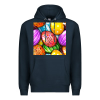 Navy Happy Easter Eggs Seamless Pattern Premium Hoodie - BundleAndBundleShop