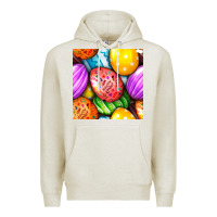 Oatmeal Heather Happy Easter Eggs Seamless Pattern Premium Hoodie - BundleAndBundleShop