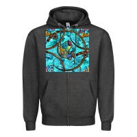 Charcoal Heather Lake Babe And Fish With Camouflage Seamless Pattern Zipper Hoodie - BundleAndBundleShop