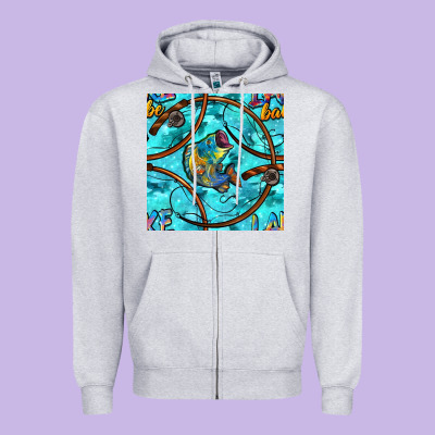 Lake Babe And Fish With Camouflage Seamless Pattern Zipper Hoodie Designed By Bundleandbundleshop