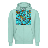 Seafoam Lake Babe And Fish With Camouflage Seamless Pattern Zipper Hoodie - BundleAndBundleShop
