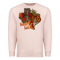 Pale Pink happy fall texas Premium Sweatshirt - CowhideDigitalArt