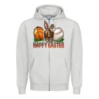 Dove Grey Happy Easter Sports Zipper Hoodie - BundleAndBundleShop
