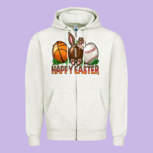 Happy Easter Sports Zipper Hoodie Designed By Bundleandbundleshop