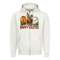 Oatmeal Heather Happy Easter Sports Zipper Hoodie - BundleAndBundleShop