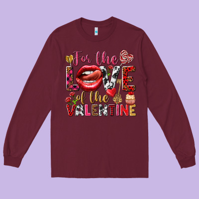 For The Love Of The Valentine Long Sleeve Tee Designed By Howdyjamesfarm