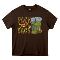 Chocolate Brown pack your bags Heavy Core Tee - NancyCooperArtShop