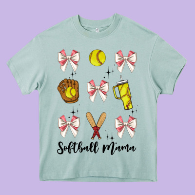 Softball Coquette Bow Heavy Core Tee Designed By Jahusdesignshop