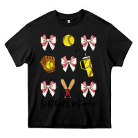 Black softball coquette bow Heavy Core Tee - JahusDesignShop