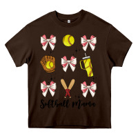 Chocolate Brown softball coquette bow Heavy Core Tee - JahusDesignShop