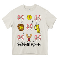 Cream softball coquette bow Heavy Core Tee - JahusDesignShop