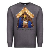 Charcoal Heather True Story Black Premium Sweatshirt - CowhideDigitalArt