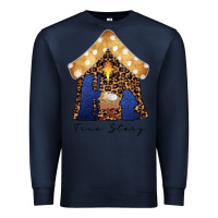 Navy True Story Black Premium Sweatshirt - CowhideDigitalArt