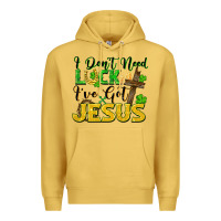 Antique Gold I don't need luck i've got Jesus st. patricks day Premium Hoodie - FaDigitalArtStudio