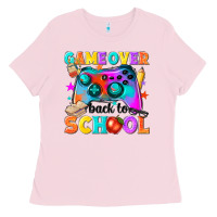 Bubblegum Pink game over back to school Ladies Tee - NancyCooperArtShop