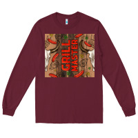 Burgundy grill master with bull skull Long Sleeve Tee - TumblerDesignByShophia