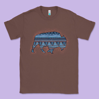 Bison Silhouette Blue Aztec Classic Tee Designed By Bettercallsaul