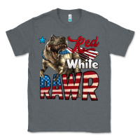 Charcoal Heather Red White Rawr Dinosaur T-Rex Classic Tee - LillyAllenDesigns