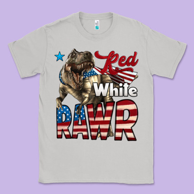 Red White Rawr Dinosaur T-rex Classic Tee Designed By Lillyallendesigns