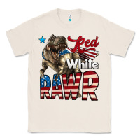Natural Red White Rawr Dinosaur T-Rex Classic Tee - LillyAllenDesigns