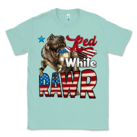 Seafoam Red White Rawr Dinosaur T-Rex Classic Tee - LillyAllenDesigns