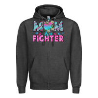 Charcoal Heather Western Mom Is A Fighter Zipper Hoodie - BundleAndBundleShop
