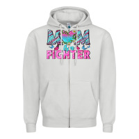 Dove Grey Western Mom Is A Fighter Zipper Hoodie - BundleAndBundleShop